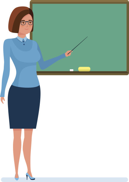 女老师手里拿着教鞭，站在黑板旁边图片下载