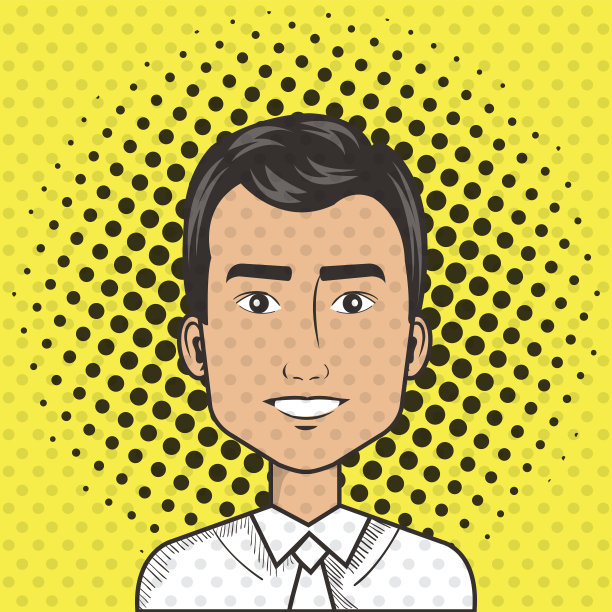 男子脸在卡通流行艺术漫画风格图片下载