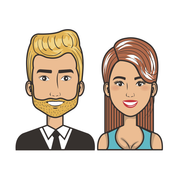 年轻夫妇的头像人物肖像人物素材图片