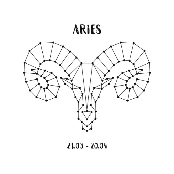 星座白羊座。设计元素为传单或贺卡，徽章，。向量占星符号。素材图片