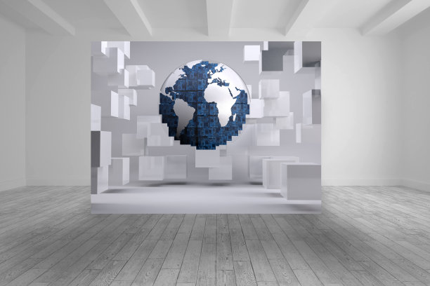 白色的房间与抽象的图片的地球图片下载