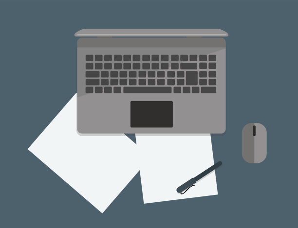 灰色笔记本电脑上方平面设计矢量插图图片下载