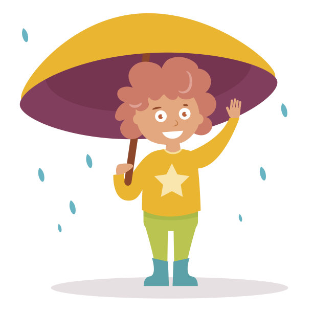 男孩站在伞下图片下载