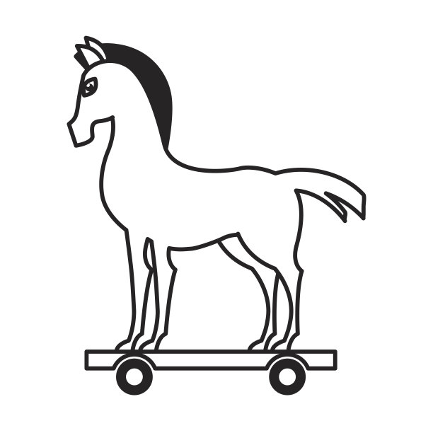 特洛伊木马剪影孤立图标图片下载