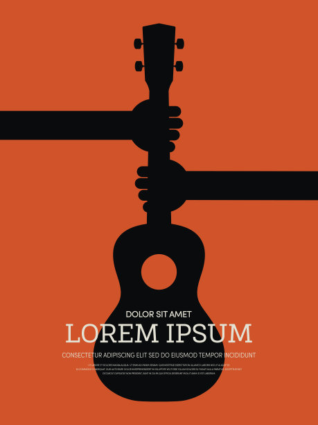 尤克里里琴海报模板。抽象音乐复古背景图片下载