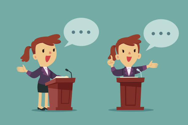 女商人在讲台上演讲图片下载
