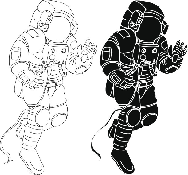 手绘宇航员角色合集，白色背景宇航员宇航服矢量图素材图片