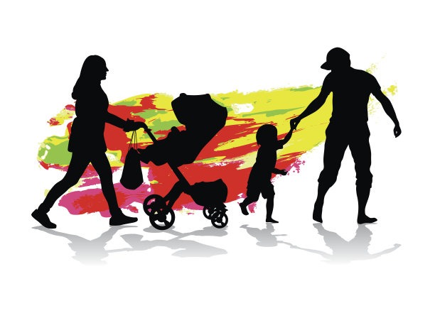 带孩子散步图片下载