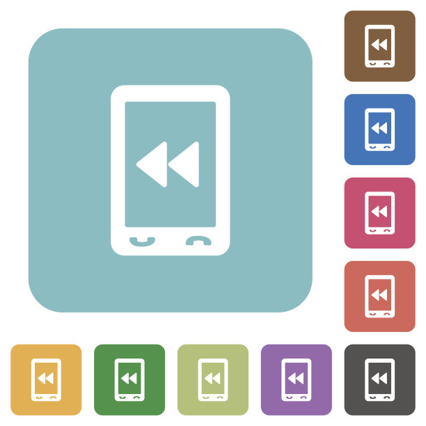 移动媒体快速向后圆角方形图标图片下载