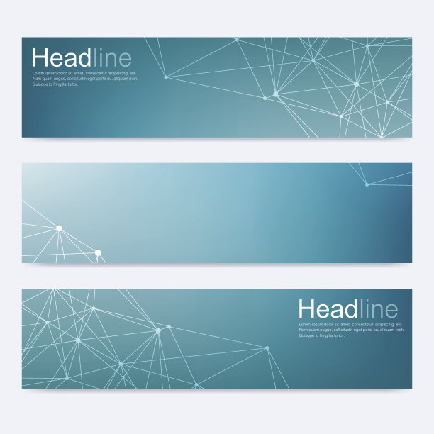 科学的现代载体旗帜。DNA分子结构与连接的线和点。科学背景矢量。医学技术化学设计图片下载