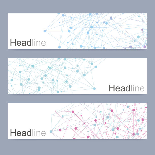 科学的现代载体旗帜。DNA分子结构与连接的线和点。科学背景矢量。医学技术化学设计图片下载