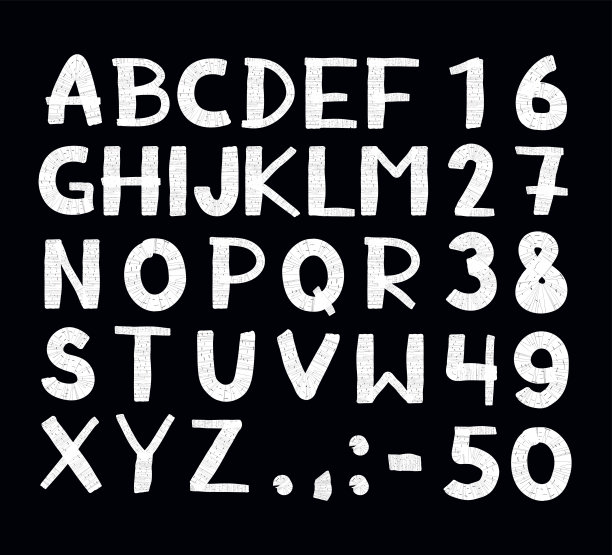 手绘时髦的复古字母和数字图片下载