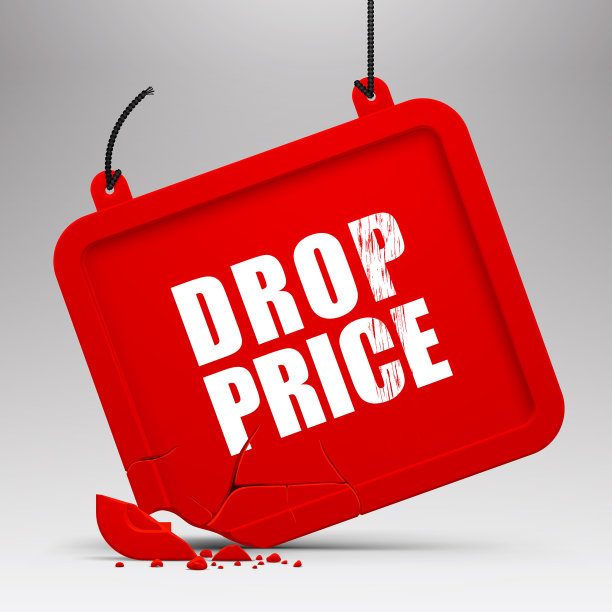 落在浅灰色背景下的红色招牌图片下载