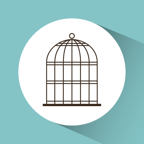 鸟笼融入图标。装饰对象。复古概念，矢量图图片下载