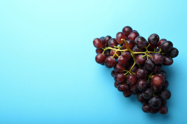 蓝色背景上的葡萄，水果图片下载