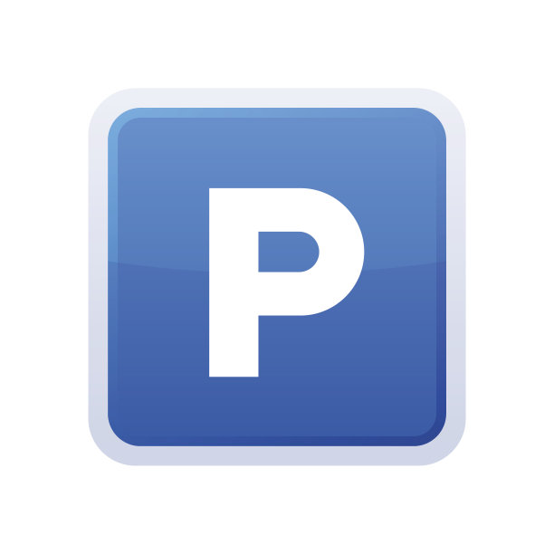 停车蓝色光滑标志在白色背景。向量图片下载