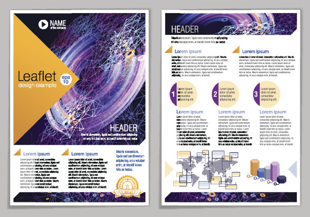 传单设计的例子。全球通信。素材图片