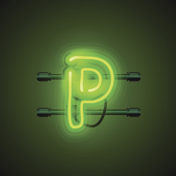 霓虹字体字母p，艺术设计板。图片下载