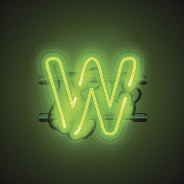 霓虹字体字母w，艺术设计板。图片下载