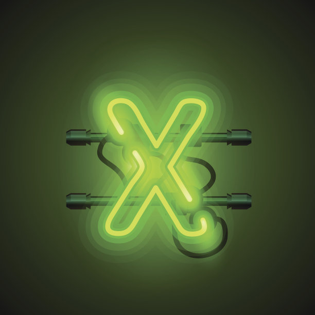 霓虹字体x，艺术设计板。图片下载