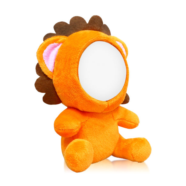 狮子玩偶孤立在白色背景上。空白动物脸设计。可以放你的照片或图片。图片下载