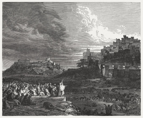 《哈达临门的哀歌》(撒迦利亚书12、11)，木版，出版于1886年图片下载