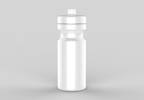 运动饮水白色空白塑料瓶水隔离在灰色背景模拟和模板设计。白色空白瓶3d渲染插图。图片下载
