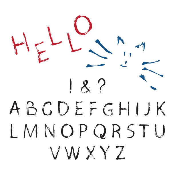 油漆刷字母表。向量枯燥乏味的信件。美国广播公司图片下载