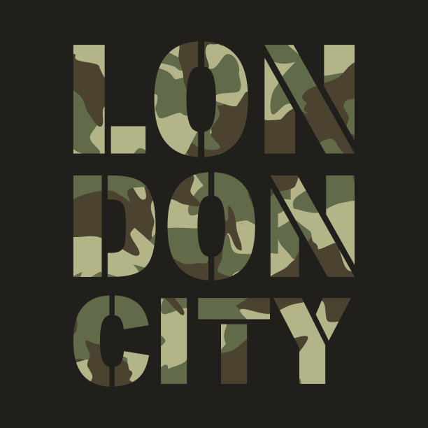 t恤印花的迷彩排版。伦敦，大学，运动t恤图案图片下载