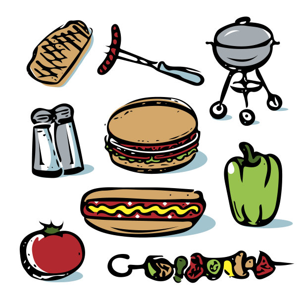 野餐户外烧烤食物的图标收集图片下载