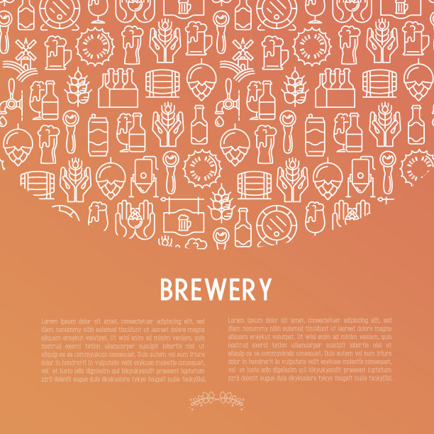 啤酒概念与细线图标有关的啤酒厂和啤酒十月节。现代矢量插图的旗帜，网页，打印媒体与地方的文本。图片下载