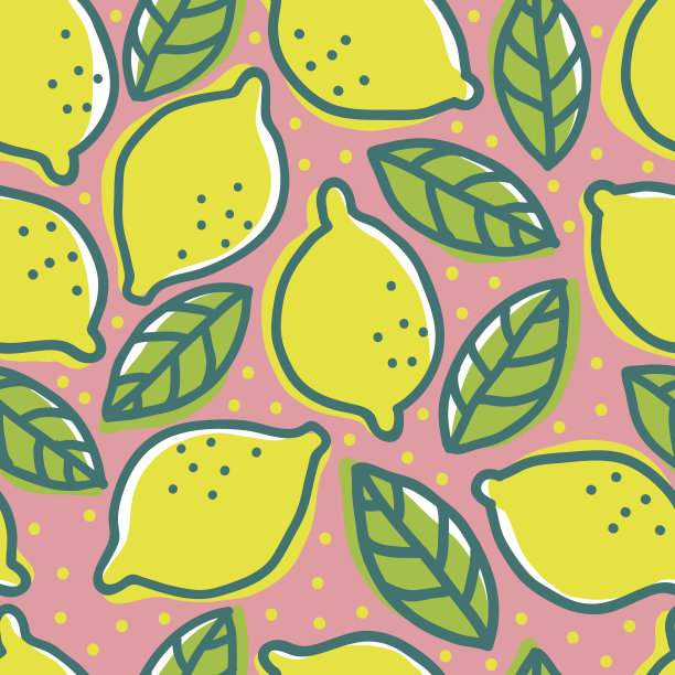 柠檬复古图案。素材图片