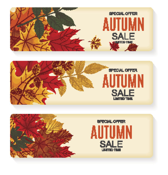 抽象矢量插图秋天销售背景与秋天的叶子图片下载