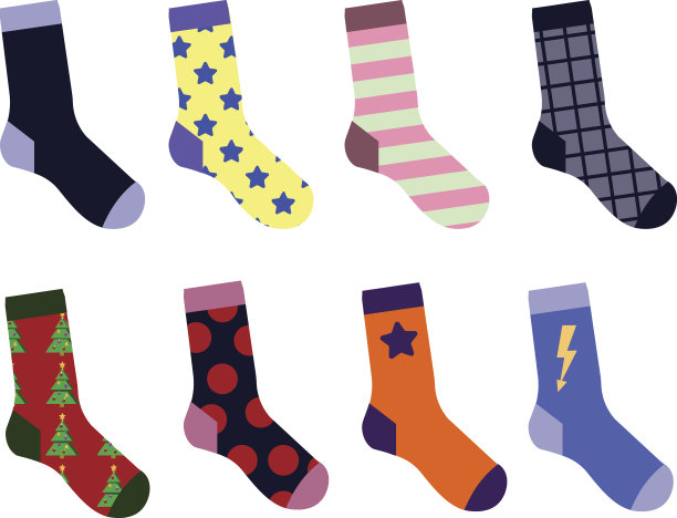 彩色的袜子。与图片。平面设计向量图片下载