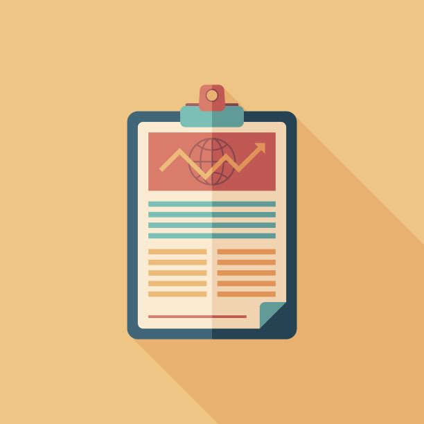 商业报告平面方形图标与长阴影。图片下载