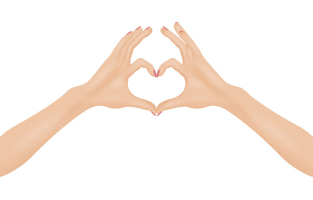 女人的手是心形的。爱的概念。孤立的矢量图。图片下载