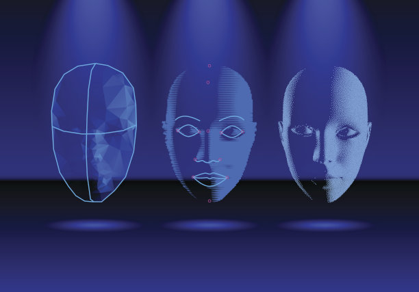 人脸识别技术在进步，从古老的科学到现代的智能手机验证素材图片