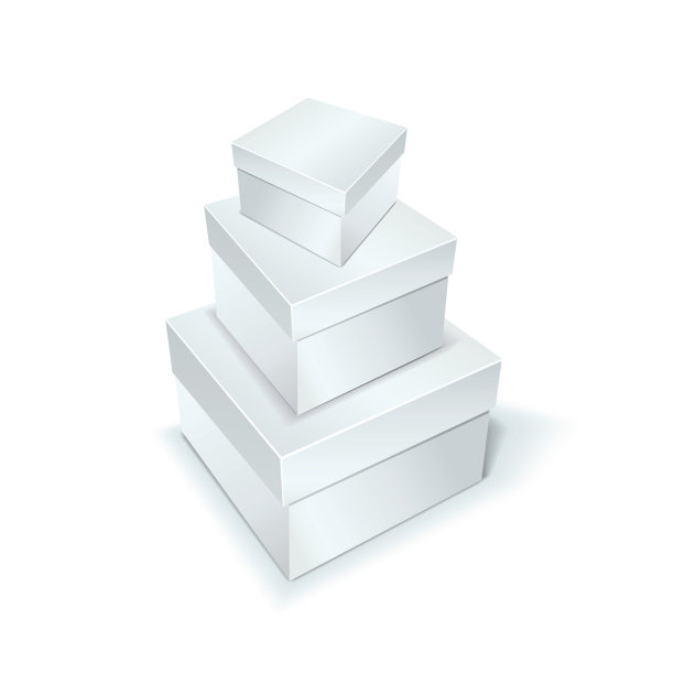 三个白色的盒子摞在一起图片下载