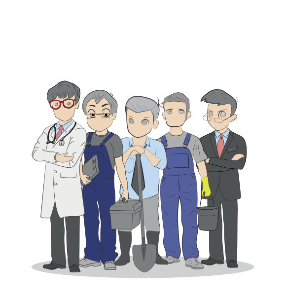 一群不同职业的人。劳动节。矢量图图片下载