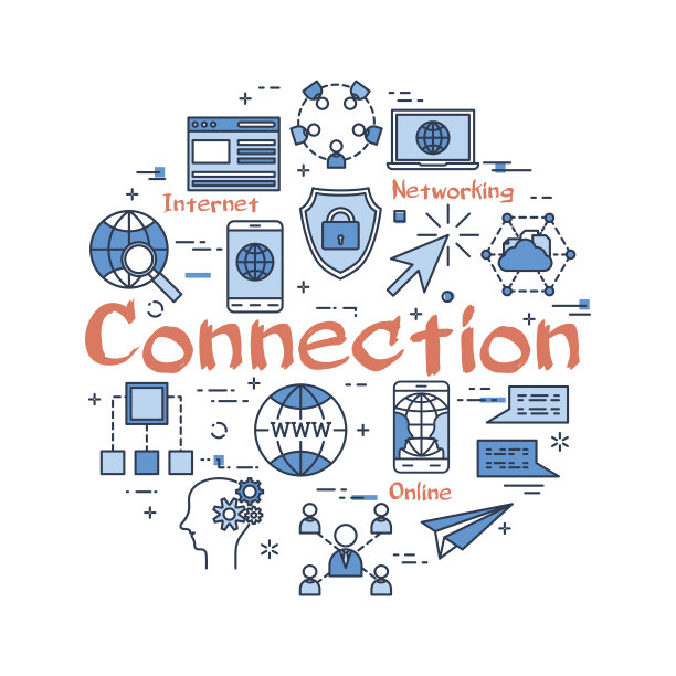 蓝圆连接概念图片下载