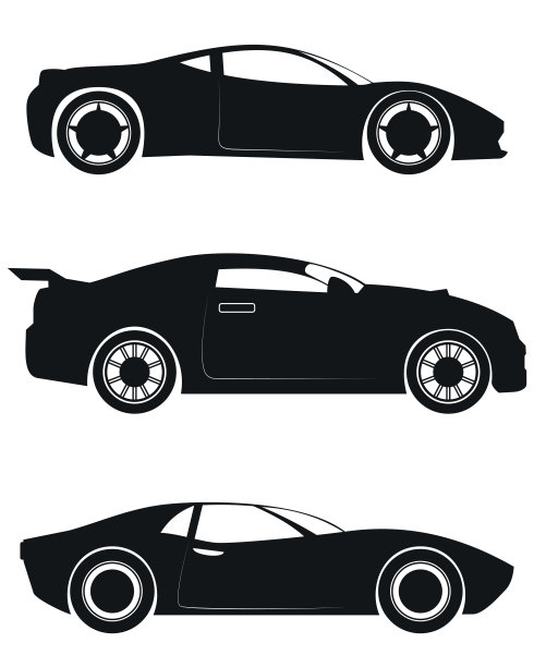 三个sportcar轮廓图片下载