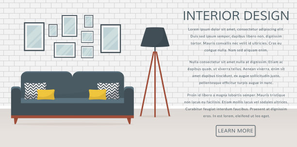 客厅的内部。向量旗帜。图片下载