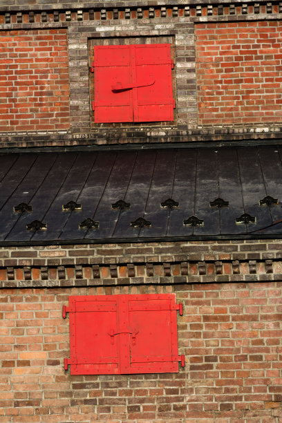 旧砖墙和红门图片下载