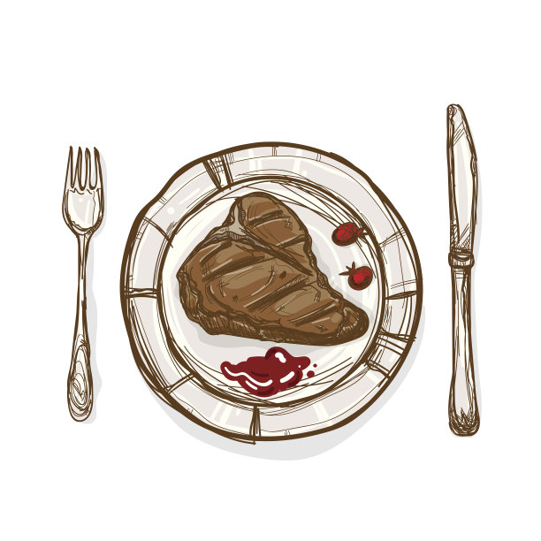 食物牛排手绘图形对象图片下载