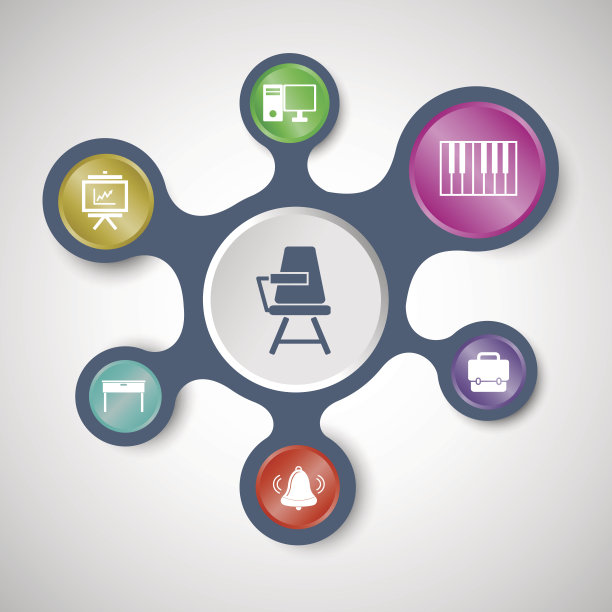 教室信息图表模板与连接元球图片下载