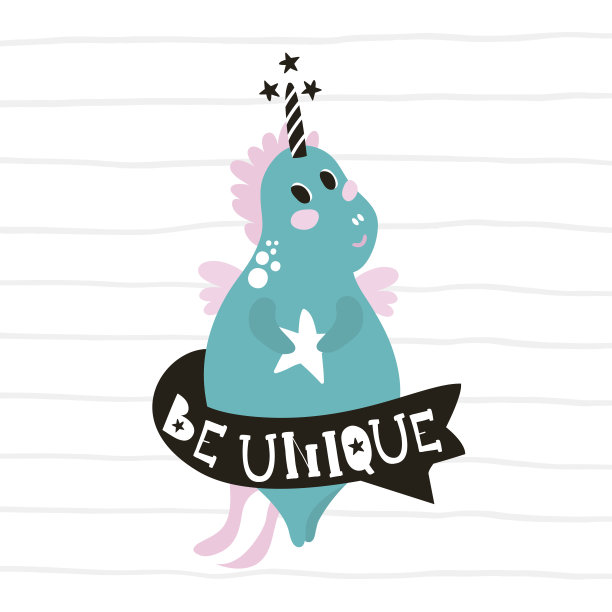 可爱的魔法独角兽印花。准备儿童标签，横幅，卡片，贴纸，海报为儿童和婴儿产品。矢量图图片下载