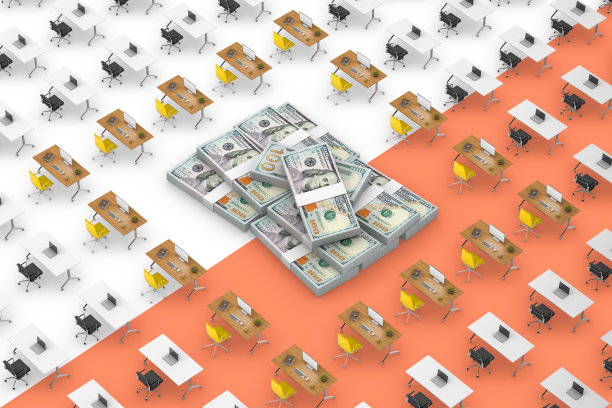 一堆钞票和办公桌图片下载