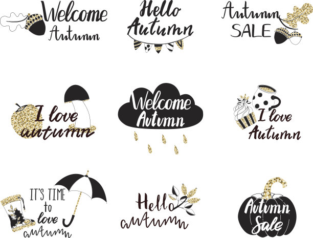 秋天的标志，标签，标签。图片下载