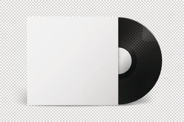 现实的空音乐留声机黑胶唱片与封面图标特写孤立在透明的背景。设计模板的复古长发挥广告，品牌，模型。股票向量。EPS10图片下载