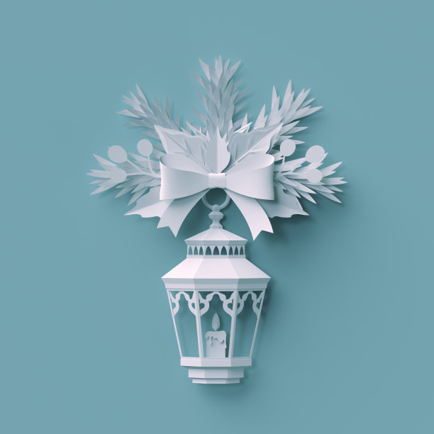 3d渲染，圣诞背景，白剪纸，节日元素，节日装饰，贺卡图片下载
